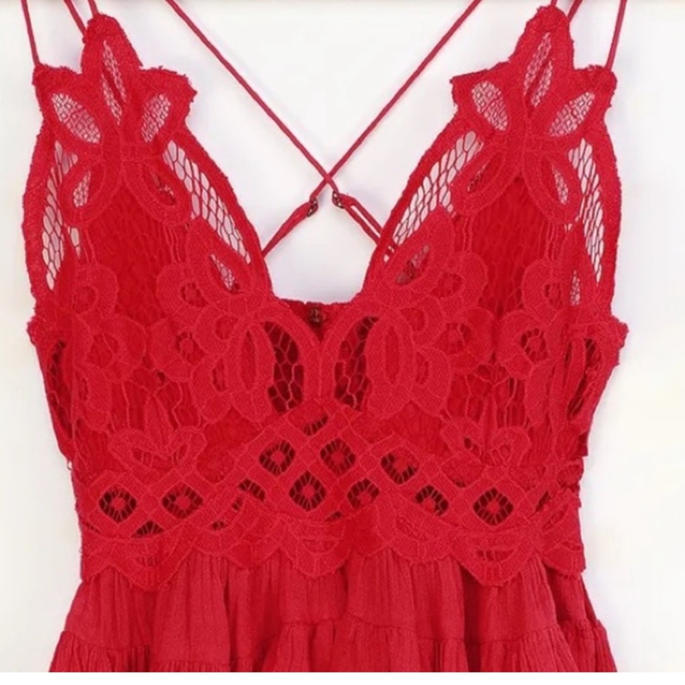 Free people lace Red Adella flutter tank top - Picture 6 of 6